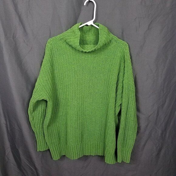 Aerie XS Green Chenille Turtleneck Sweater Fuzzy Cozy Spring Green Sweater XS - Picture 7 of 13